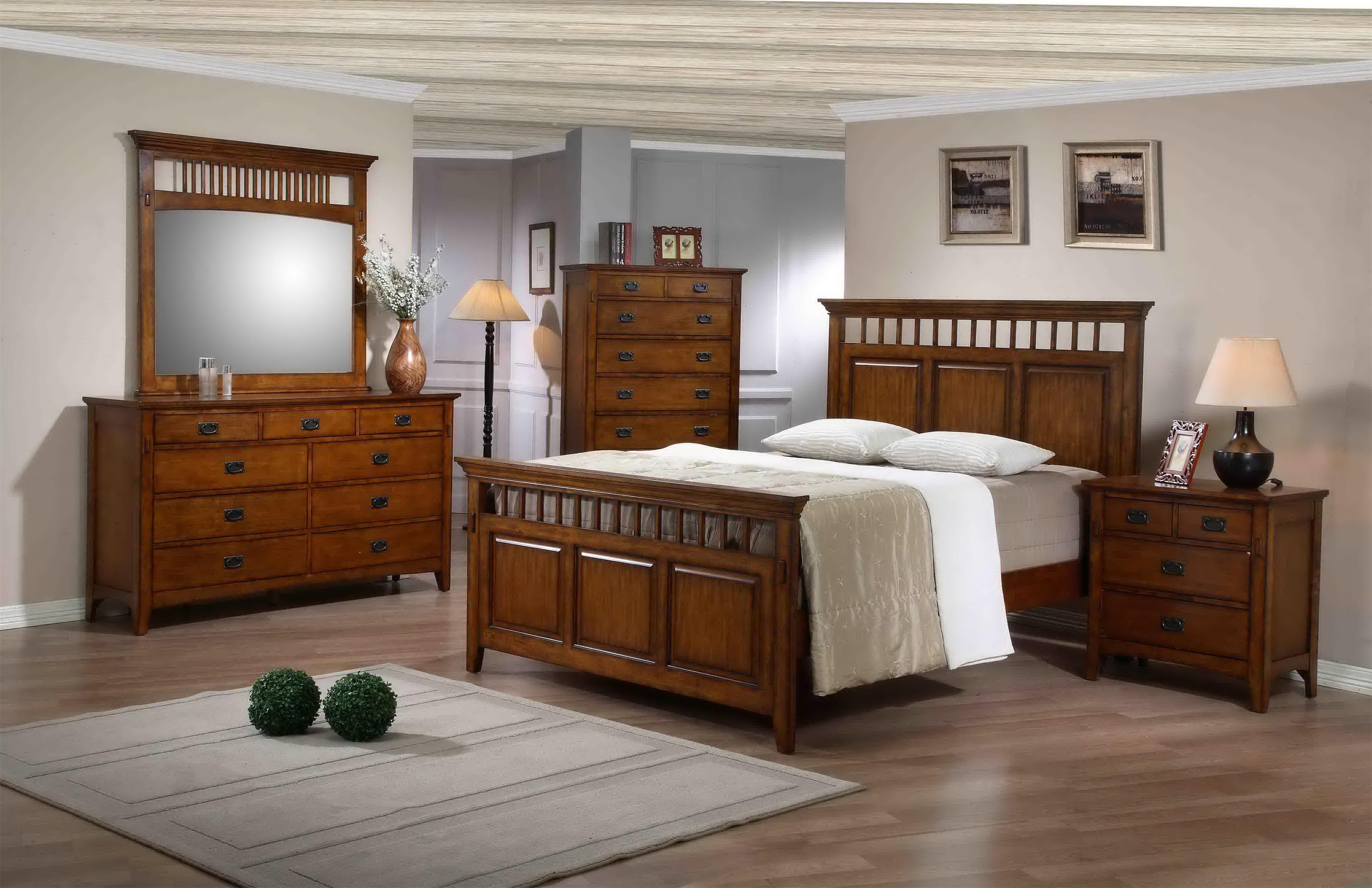 Mission style store queen bedroom set